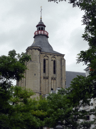 Southwest side of the tower of the Sint-Matthiaskerk church, viewed from the Markt square