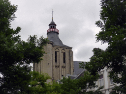 Southwest side of the tower of the Sint-Matthiaskerk church, viewed from the Markt square