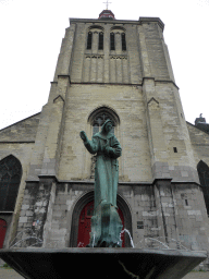 Fountain in front of the Sint-Matthiaskerk church at the Boschstraat street