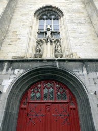 Main gate and window with statuettes at the front of the Sint-Matthiaskerk church at the Boschstraat street