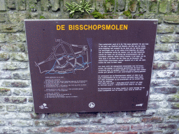 Information on the Bisschopsmolen watermill at the Jeker river at the back side of the Bisschopsmolen bakery