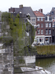 The Maas river and a relief at the northwest side of the Sint Servaasbrug bridge