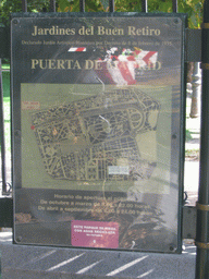 Entrance sign of the Parque del Buen Retiro park