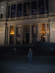 Tim`s friend in front of the Almudena Cathedral, by night