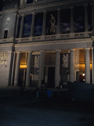 Tim in front of the Almudena Cathedral, by night