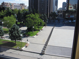 The Plaza de Joan Miró and the Torre Europa tower, from the conference center