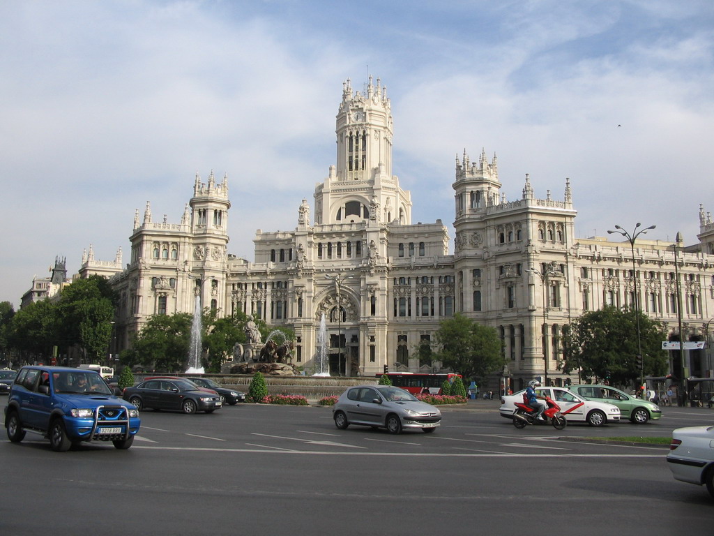 The Palacio de Comunicaciones and Cibeles Fountain at the Plaza de Cibeles square