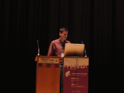 Tim`s friend presenting at the ECCB 2005 conference, at the Palacio de Congresos de Madrid building