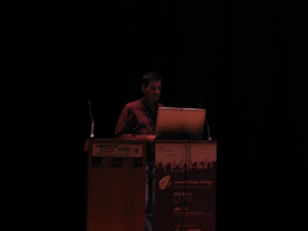 Tim`s friend presenting at the ECCB 2005 conference, at the Palacio de Congresos de Madrid building