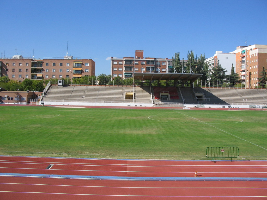 Football field with running track