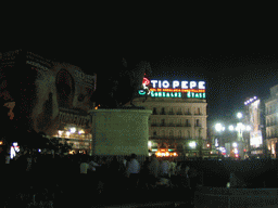 Equestrian statue of King Carlos III at the Puerta del Sol square, by night