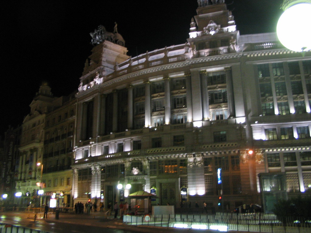 Building in the city center, by night
