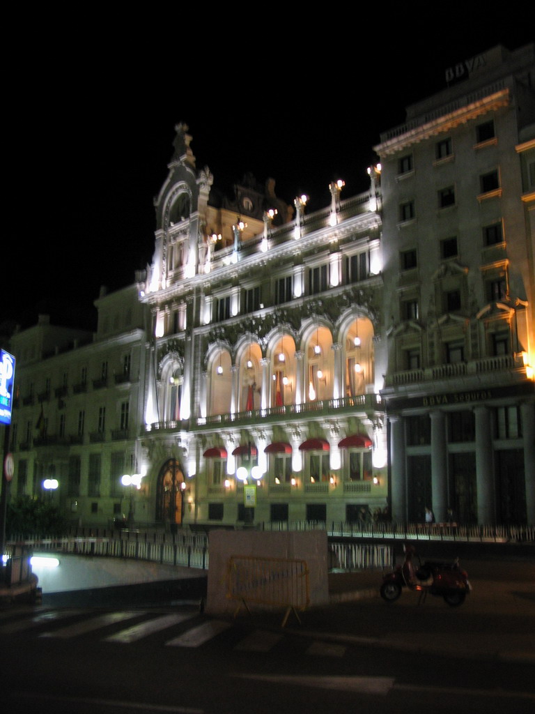 Building in the city center, by night