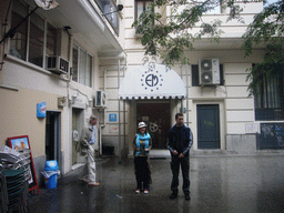 Miaomiao, Kees and Jeroen in front of our hotel `Euromadrid`