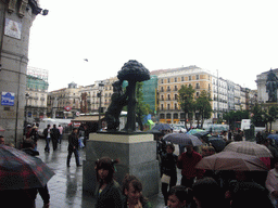 Statue of a bear and a madrone tree (Oso y Madroño), the heraldic symbol of Madrid, at the Puerta del Sol square