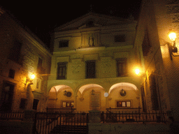 The front of the church of San Ginés in the Calle del Arenal street, by night
