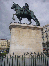 Equestrian statue of King Carlos III at the Puerta del Sol square