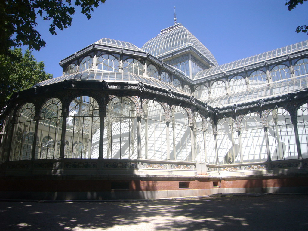 The back side of the Palacio de Cristal (Crystal Palace) in the Parque del Buen Retiro park