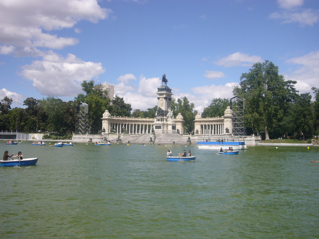 The Retiro Pond and the Monument to Alfonso XII in the Parque del Buen Retiro park