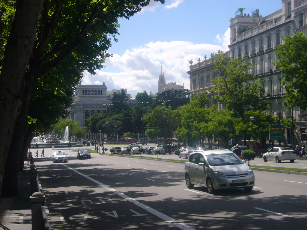 The Calle de Alcalá street and the Plaza de Cibeles square, with the Cibeles Fountain