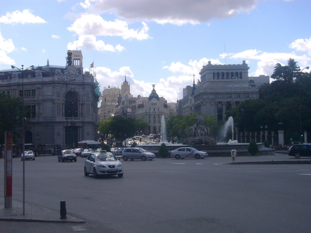 The Plaza de Cibeles square, with the Cibeles Fountain, the Bank of Spain and the Metropolis Building