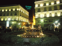 Fountain at the Puerta del Sol square, by night