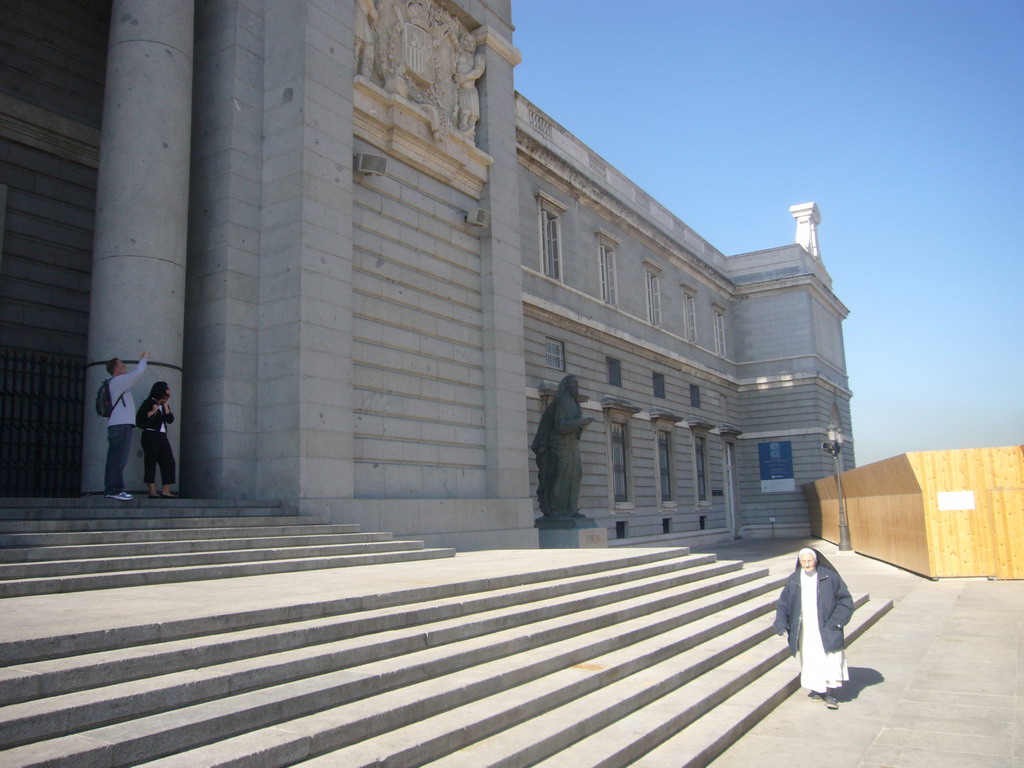 Nun in front of the Almudena Cathedral