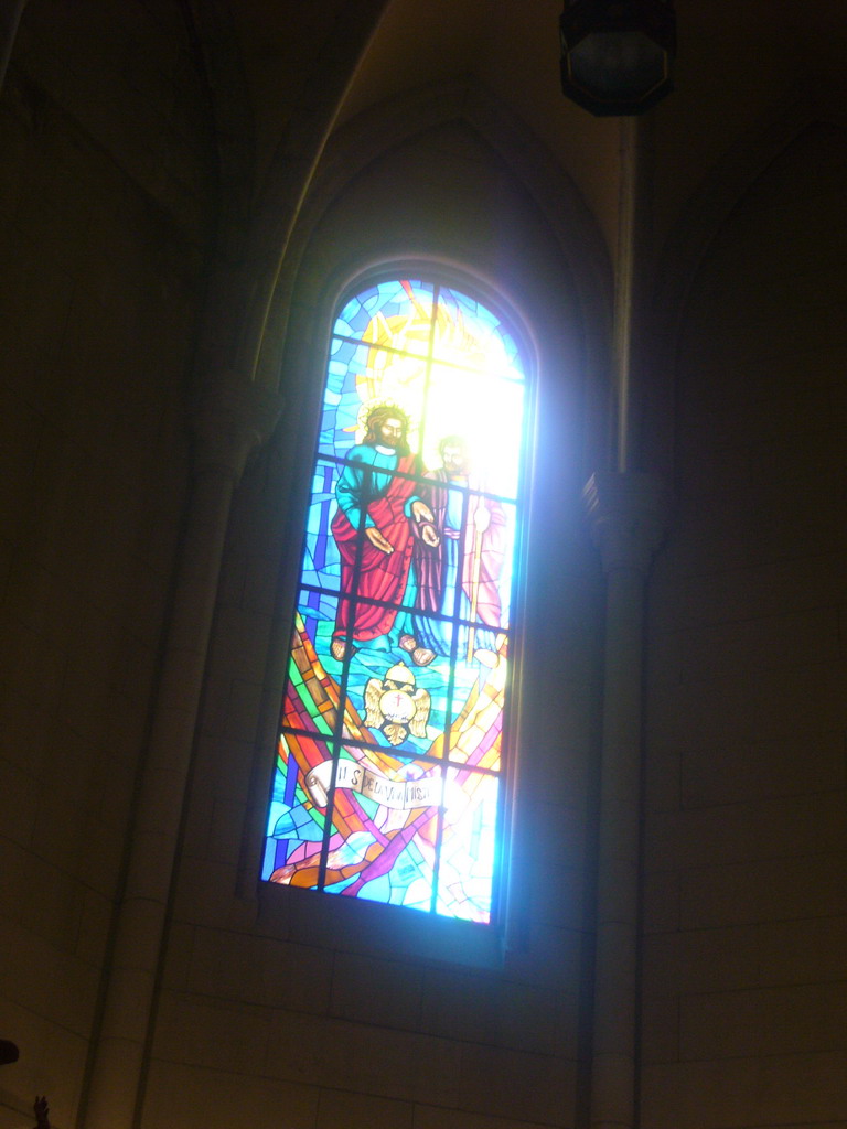 Stained glass window in the Almudena Cathedral