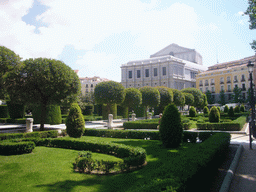 The Plaza de Oriente square and the west side of the Teatro Real (Royal Theatre)