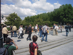 Journalists at the Plaza de Oriente square