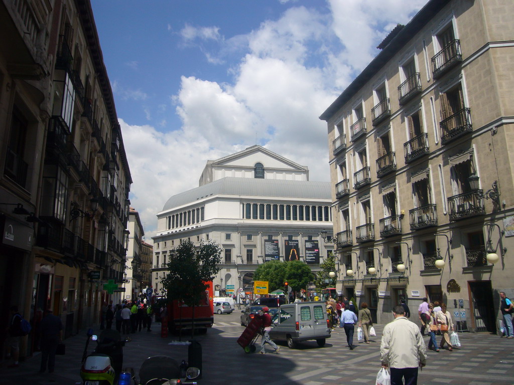 The Plaza de Isabel II square and the east side of the Teatro Real