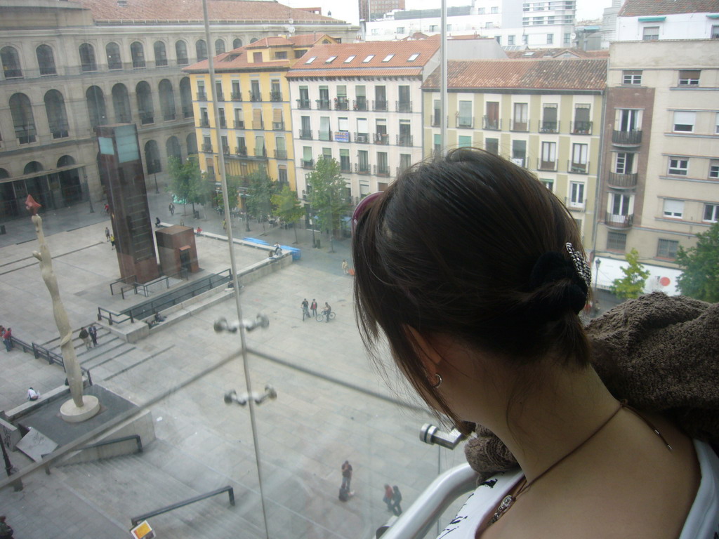 Miaomiao in the elevator of the Reina Sofia museum