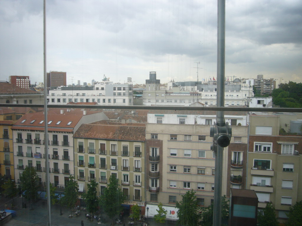 View from the elevator of the Reina Sofia museum on the houses to the southeast