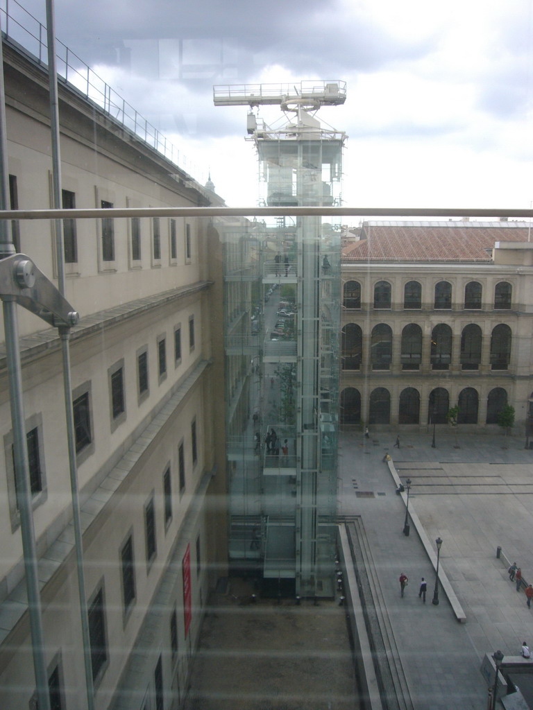 View from the elevator of the Reina Sofia museum on the other elevator