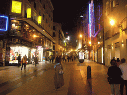 Miaomiao in the Calle de Preciados shopping street, by night