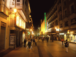 The Calle de Preciados shopping street, by night
