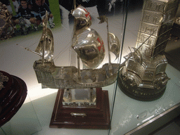 Trophy in the form of a galleon, in the museum of the Santiago Bernabéu stadium