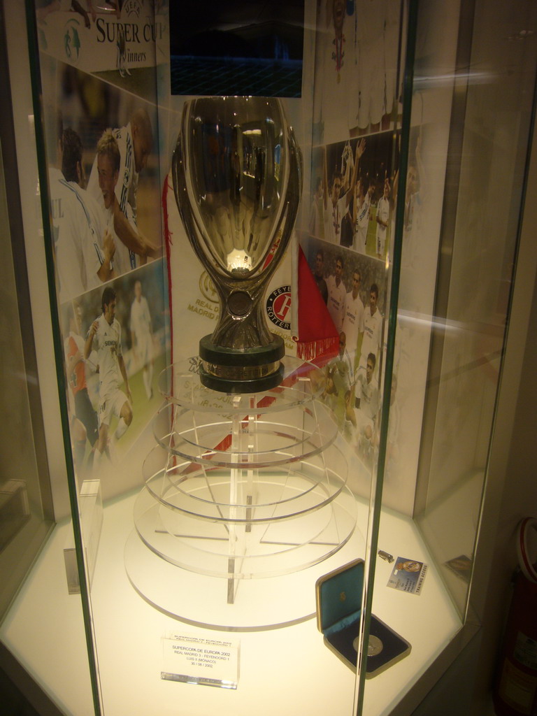 The European Super Cup of 2002, in the museum of the Santiago Bernabéu stadium