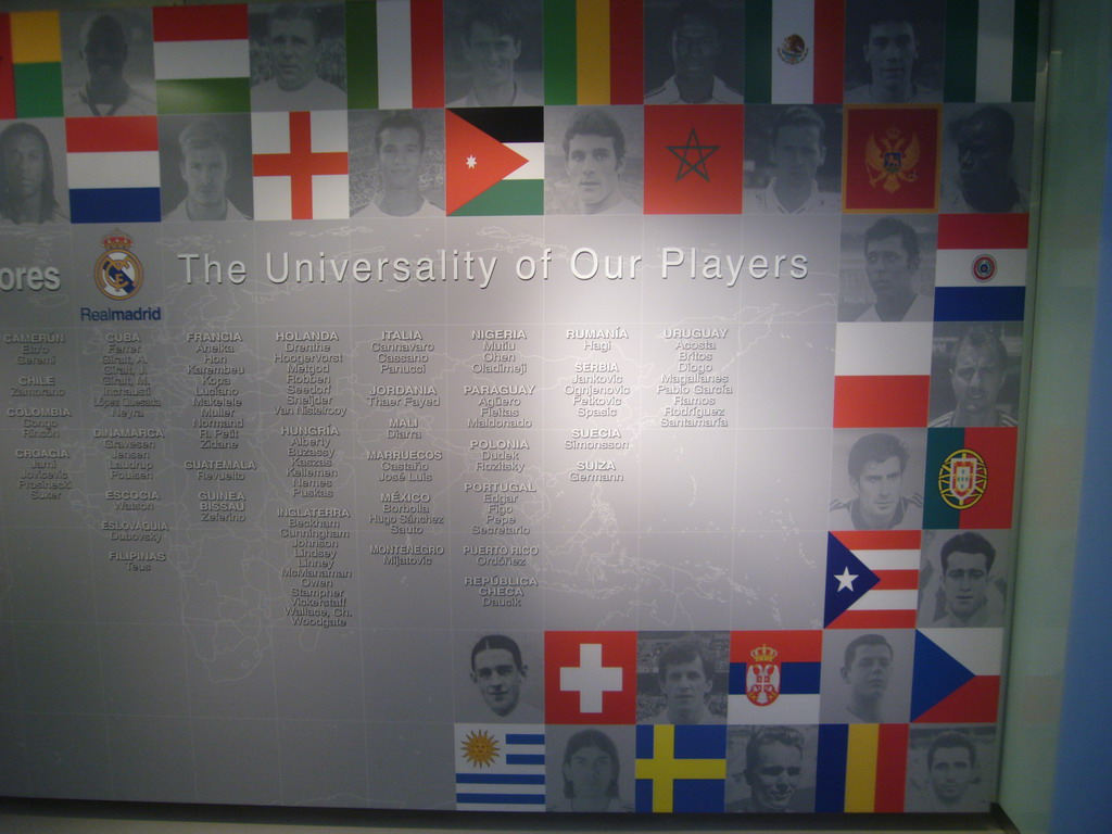 Information on the universality of the players, in the museum of the Santiago Bernabéu stadium
