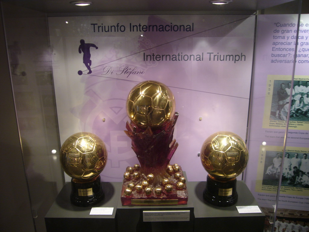 Golden balls of Alfredo Di Stéfano, in the museum of the Santiago Bernabéu stadium