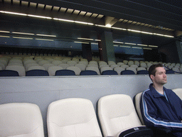 Jeroen in the Commentators Room in the Santiago Bernabéu stadium