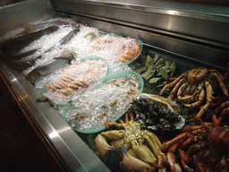 Seafood at a restaurant in the city center