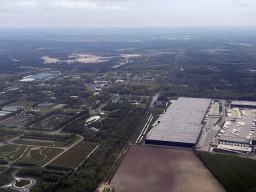 The DPD Depot and the Oirschotse Heide heath at Oirschot, viewed from the airplane from Eindhoven