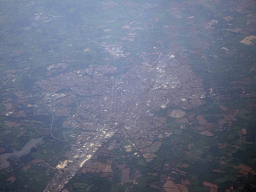 The town of La Roche-sur-Yon in France, viewed from the airplane from Eindhoven