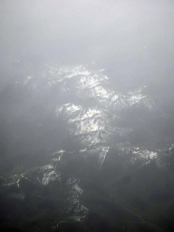 Snowy mountains in the north of Spain, viewed from the airplane from Eindhoven