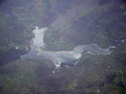 Encoro de Chandrexa de Queixa reservoir in Spain, viewed from the airplane from Eindhoven