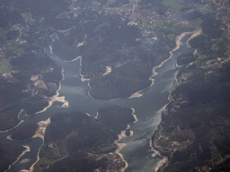 The Albufeira da Barragem do Ermal reservoir, viewed from the airplane from Eindhoven