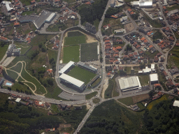 The Capital do Móvel Municipal Stadium at the city of Paços de Ferreira, viewed from the airplane from Eindhoven