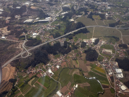 Junction of the A41 highway at the town of Gandra, viewed from the airplane from Eindhoven