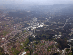 Junction of the A4 and A41 highways at the town of Gandra, viewed from the airplane from Eindhoven